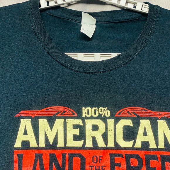 100% American Land Of The Free Patriotic T-Shirt 3XL Freedom Strength Tee Black - Picture 5 of 11